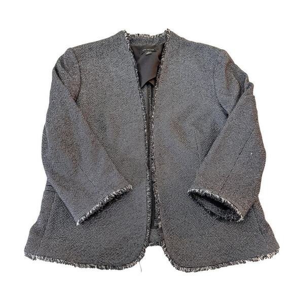 Ann Taylor Fringed Hem Open Tweed Blazer NWOT SZ12 - Picture 1 of 7